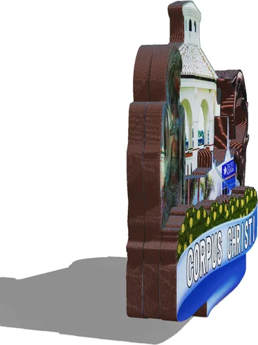 Vista 2 de Imán de madera de Corpus Christi de Estados Unidos, imanes de nevera 3D, recuerdos coleccionables de viaje, decoraciones hechas a mano, 2