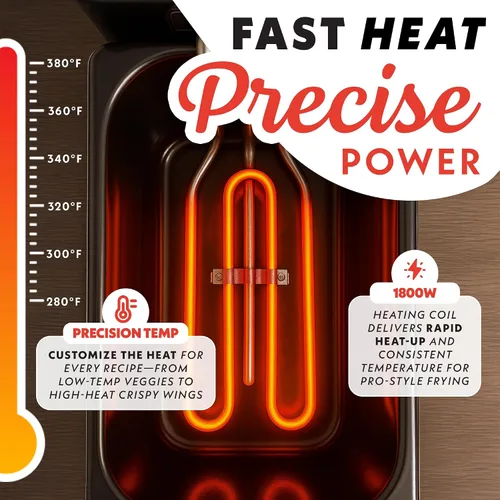 Vista 3 de Gourmia Freidora de encimera de 3.2 cuartos de galón: freidora de aceite eléctrica con pantalla digital, control de temperatura ajustable de 280 °F