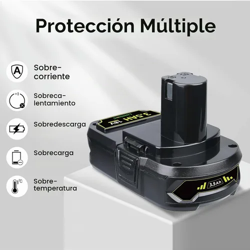 Vista 4 de P102 3.5Ah Paquete de 2 repuestos para batería Ryobi de 18 V P108