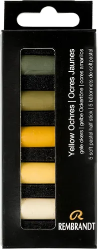 Vista 17 de Rembrandt Juego de micro pastel suave, medias barras de 5 piezas, Siennas quemadas Half-Stick Pastels Set for Smooth Color Transfer, High