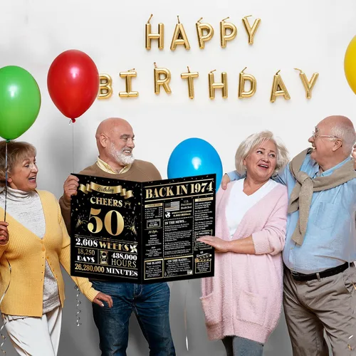 Vista 4 de Qiliji Tarjeta jumbo de cumpleaños 50 para hombres y mujeres, divertida tarjeta de cumpleaños de 50 años para él y ella, regalo de 50 cumpleaños