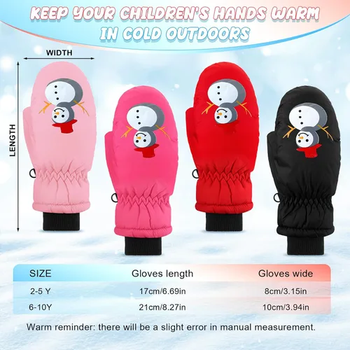 Vista 2 de Liitrsh 4 pares de guantes de nieve para niños, guantes de esquí cálidos de invierno para niños y niñas, guantes de nieve para clima frío para esquí