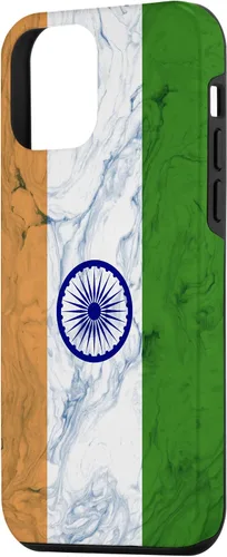 Vista 2 de iPhone 12 mini bandera de la India y fondo elegante - Funda del orgullo indio