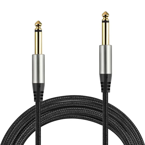 Vista 2 de Paquete de 2 cables de guitarra de 1/4 de pulgada con conector TS recto de 0.249 in (16 pies-2 unidades)