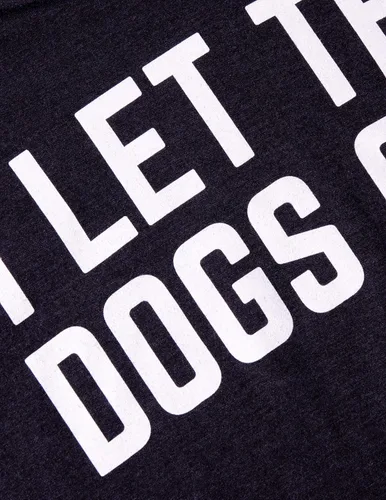 Vista 5 de Camiseta con cuello en V para mujer con texto en inglés "I Let The Dogs Out