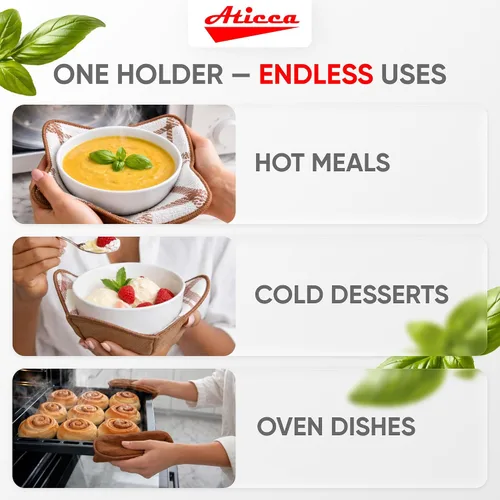 Vista 5 de Aticca Juego de Soportes Acogedores para Ollas de Microondas para Alimentos Calientes, Juego de 4 Almohadillas Calientes para Tazas de Caldo