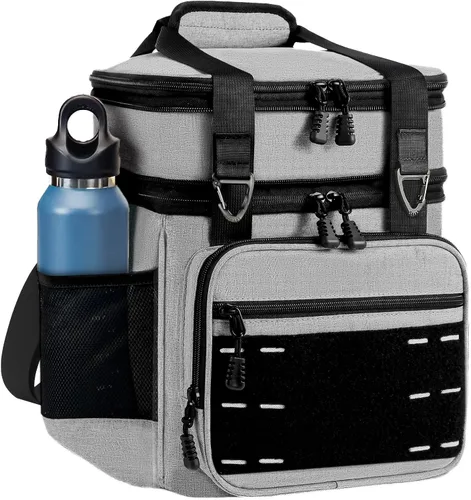 Vista 12 de Bolsa de almuerzo con enfriador - Lonchera táctica aislada para hombres y mujeres - Lonchera grande para adultos, trabajo, al aire libre, turnos
