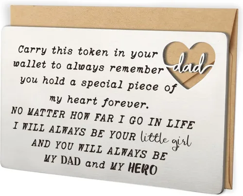Vista 19 de YODOCAMP Tarjeta de billetera con texto en inglés "Thank You Dad", tarjeta de cartera grabada para mi papá de hija e hijo, cumpleaños, día
