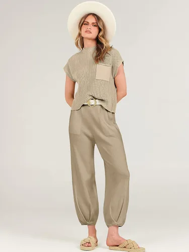Vista 2 de ANRABESS Conjunto de dos piezas para mujer, suéter de punto y pantalones de cintura alta