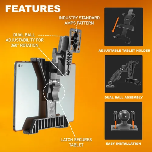 Vista 3 de iBOLT TabDock Bizmount AMPs - Soporte para tablet con base de taladro resistente para todas las tabletas de 7 a 10 pulgadas, ideal para vehículos