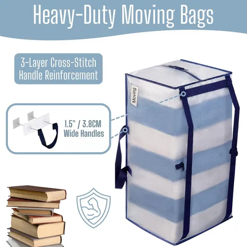 Vista 10 de VENO Paquete de 6 bolsas de mudanza resistentes con correas de mochila, cremalleras y asas, bolsas de embalaje extragrandes para artículos