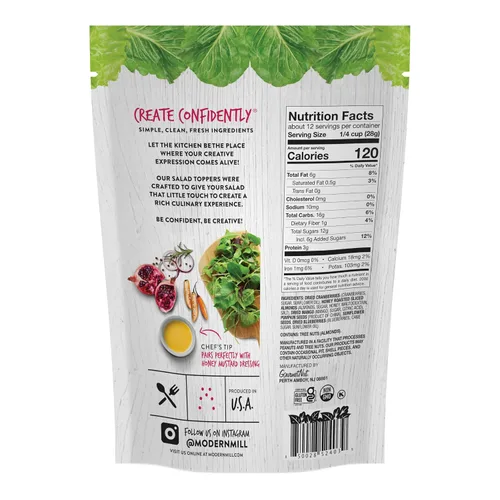 Vista 2 de Modern Mill Complemento para Ensalada Antioxidante de Gourmet Nut - Mezcla de Frutos Secos (Almendras), Arándanos Secos y Azucenas, Semillas