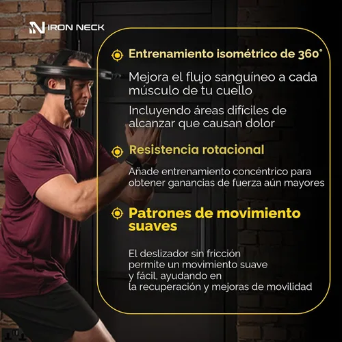 Vista 8 de Iron Neck - Advanced Neck Trainer, Strengthener, Exerciser, & Rehabilitation Device to Relieve Pain & Improve Posture - Workout & Strength Training