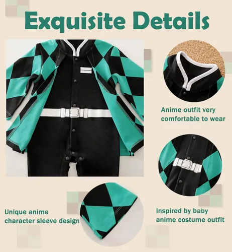 Vista 3 de Disfraz de bebé niño ropa de anime para recién nacido cosplay Demon Slayer