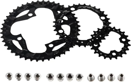 Vista 7 de BUCKLOS 64/104 BCD - Juego de platos para bicicleta con pasador, aleación CNC de acero doble/triple MTB 22T 24T 26T 32T 38T 42T 44T 4 pernos