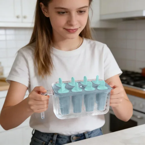 Vista 5 de 8 cavity Ice Pop Maker Mold Tray, Reusable Popsiclee Molds, Reusable Easy Release Ice Cream Container with Sticks for Yogurt Juice and DIY Chilled