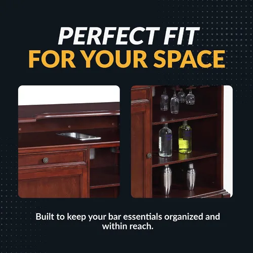 Vista 5 de Hathaway Ridgeline - Juego de bar para el hogar de 5 pies con almacenamiento, caoba