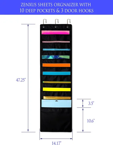 Vista 2 de Organizador colgante, almacenamiento de papel de 12 x 12 pulgadas, soporte de vinilo de bolsillo profundo, para cartulina, álbum de recortes, papel