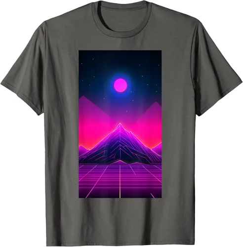 Vista 31 de Retrowave Mountain 80s Vaporwave Synthwave T-Shirt Negro