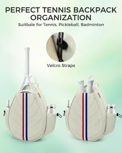 Vista 6 de Bolsa de tenis, mochila de tenis resistente al agua para mujeres y hombres, diseño de bandolera acolchada para tenis, pickleball, raquetas