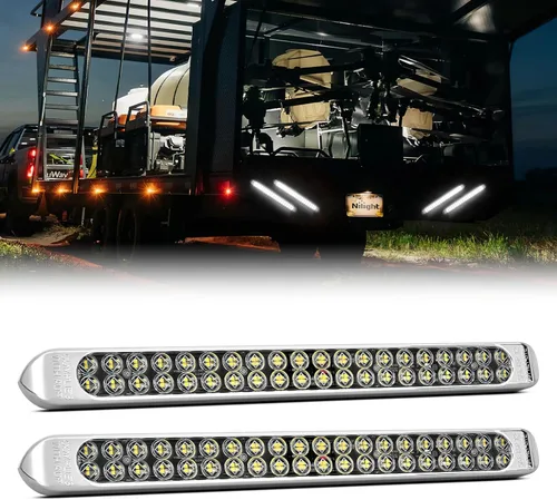 Vista 10 de Nilight Luz de remolque de 16 pulgadas, 12 LED rojos, luces de freno secuenciales, intermitentes, impermeables, barra de identificación trasera