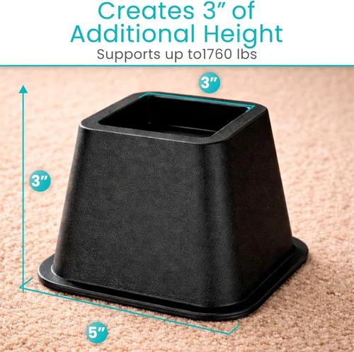 Vista 3 de Vive Elevadores de cama resistentes (paquete de 4, 3 pulgadas), elevadores de muebles para sofá, mesa, escritorio, silla y dormitorio, elevadores