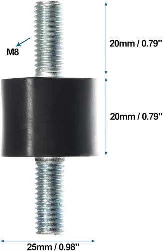 Vista 3 de X AUTOHAUX 4 piezas M8 - Amortiguador aislante de goma antivibración para automóvil, 0.984 x 0.787 in, montaje de bobina de goma, soportes