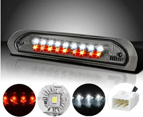 Vista 11 de Reemplazo para Ford F-250 F-350 F-450 F-550 Super Duty/Ford Ranger 1993-2011 Lente de humo LED cromado carcasa trasera de montaje alto 3ª tercera