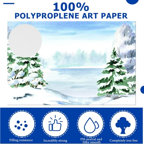 Vista 3 de 100 hojas de papel de acuarela de 3 tamaños, pintura a granel, papel blanco de prensa en frío, papel de color de agua para artistas, niños