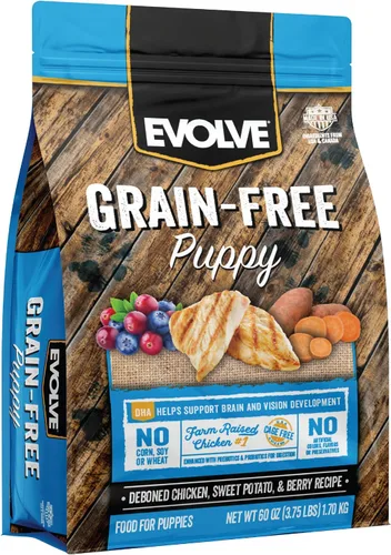 Vista 15 de Evolve Alimento seco para perros con receta de pollo deshuesado sin granos, batata y bayas, 4 libras.