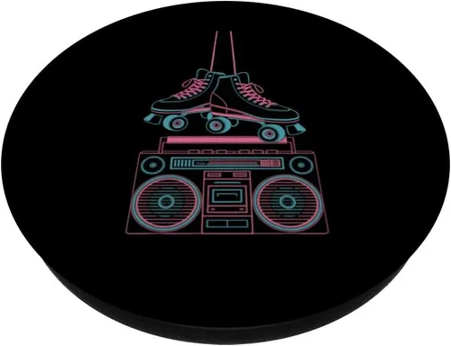 Vista 2 de Retro Skater Vibes with Boombox PopSockets Adhesive PopGrip