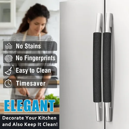 Vista 2 de Juego de 6 fundas para manijas de puerta de refrigerador, recortables, lavables, fundas para manijas de electrodomésticos, protector de manija