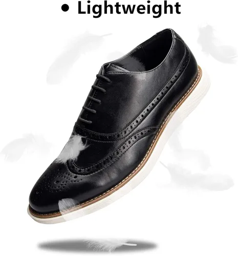 Vista 5 de JITAI Zapatos Oxford para hombre, zapatos de vestir con cordones y punta de ala, zapatos de moda ligeros para hombre.