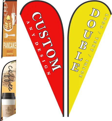 Vista 8 de Banderas de plumas personalizadas para negocios publicidad exterior Banner personalizado de bandera Swooper (solo bandera) Diseño de texto