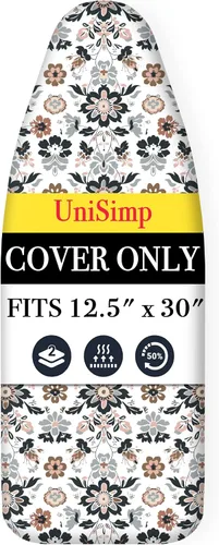 Vista 8 de UniSimp Funda y almohadilla para tabla de planchar de 15 x 54 pulgadas, algodón natural extra grueso, acolchado resistente a las manchas y a