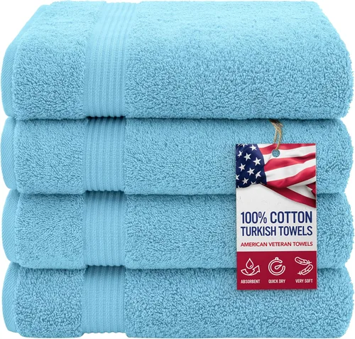 Vista 33 de Juego de toallas American Veteran Towel, de lujo, 6 piezas de algodón 100 % turco para máxima suavidad y absorción, para hotel y spa