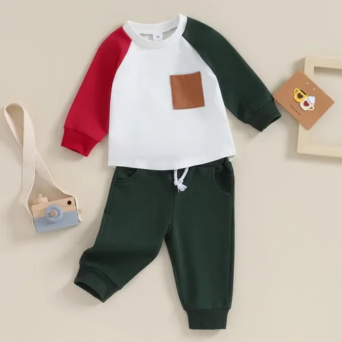 Vista 3 de Conjunto de sudadera con cuello redondo para bebé y niño, ropa para recién nacido, para otoño e invierno