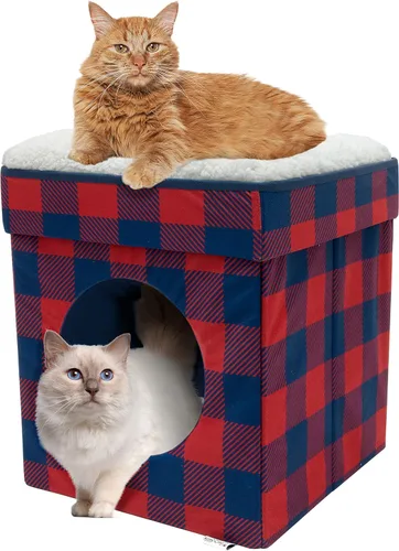 Vista 9 de Kitty City Muebles de cubo para gatos de interior, cubo gris