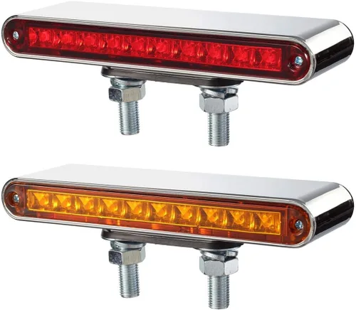 Vista 3 de Partsam 2 barras de luz LED rojas y ámbar de 6.5 pulgadas con doble cara para camión, semirremolque, 10 luces LED impermeables con doble tachuelas