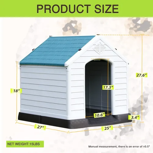 Vista 6 de Casa para perros, perreras para perros al aire libre, refugio impermeable para mascotas, perrera de plástico duradero para perros pequeños, medianos