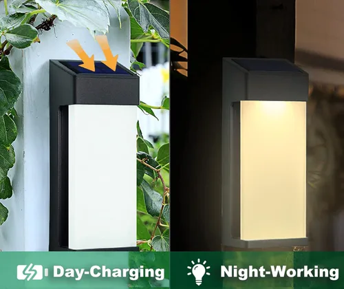 Vista 2 de iKenta Luces solares de pared para exteriores, sensor de anochecer a amanecer, luces de seguridad IP44, impermeables, luces de porche, luces