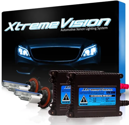 Vista 10 de XtremeVision H1 - Paquete de bombillas de xenón para faros delanteros de 10 K y 35 W DC, balasto delgado, 10000 K, azul oscuro, 1 par