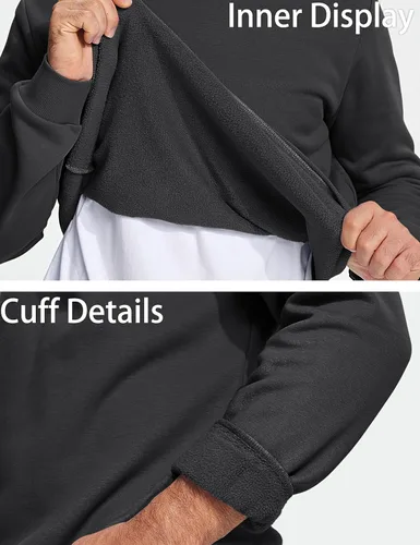 Vista 91 de MAGCOMSEN Sudadera de cuello redondo para hombre de manga larga casual cálida de forro polar