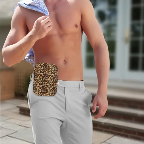 Vista 3 de Rnyleeg Fundas de bolsa de colostomía con estampado de leopardo para mujer, suministros de ostomía de moda de 4 piezas para ileostomía, cuidado