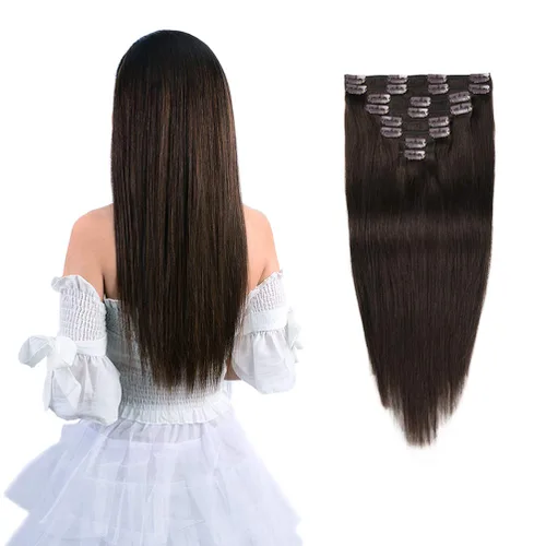 Vista 17 de Extensiones de cabello humano real con pinzas, 12 pulgadas, 2.89 oz, 8 piezas de extensiones de cabello Remy para mujer, color marrón medio