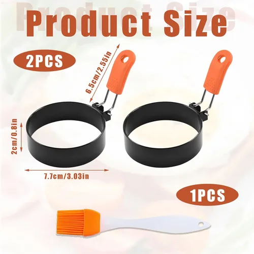 Vista 2 de Anillos de huevo de 3.5 pulgadas para freír huevos, con silicona, molde redondo para magdalenas inglesas, molde para panqueques, para acampar