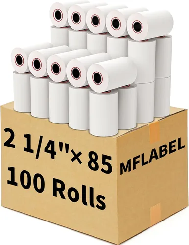 Vista 22 de MFLABEL 2 rollos de 0,6 cm x 15,2 metros de papel térmico para caja registradora, POS, Papel de recibo para tarjeta de crédito, 5 rollos