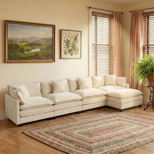 Vista 14 de Sofá modular modular de felpilla beige de 78 pulgadas para sala de estar, sofá modular de felpilla beige para sala de estar, sofás para sala