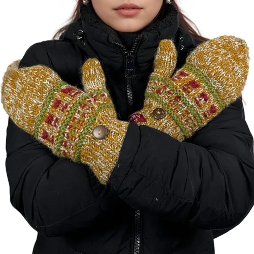 Vista 5 de Agan Traders Gorro unisex con forro polar plegable y grueso para clima frío Mitón gris-1403