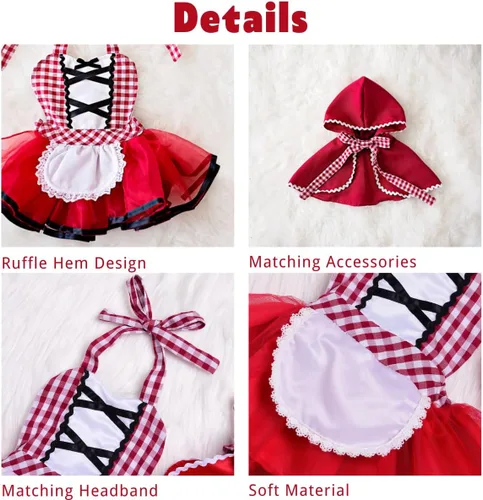 Vista 4 de Aalizzwell Conjunto de ropa de Caperucita Roja para bebés y niñas pequeñas